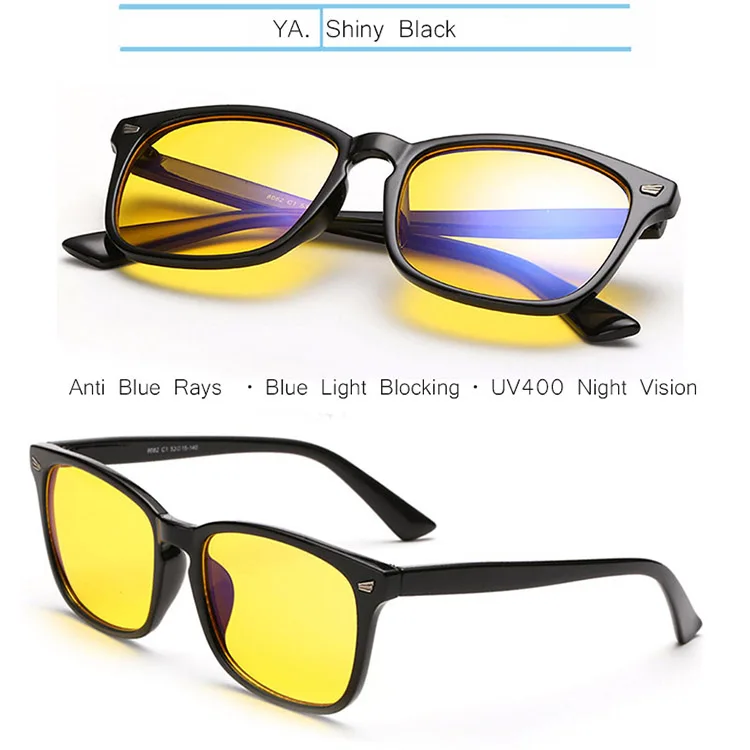 Shiny Black-Yellow IVSTA, синий светильник, блокирующие очки для компьютера, анти-голубые лучи, игровые очки для геймеров, женщин и мужчин, кошачий глаз, близорукость, прозрачные очки по рецепту - Цвет оправы: Shiny Black-Yellow