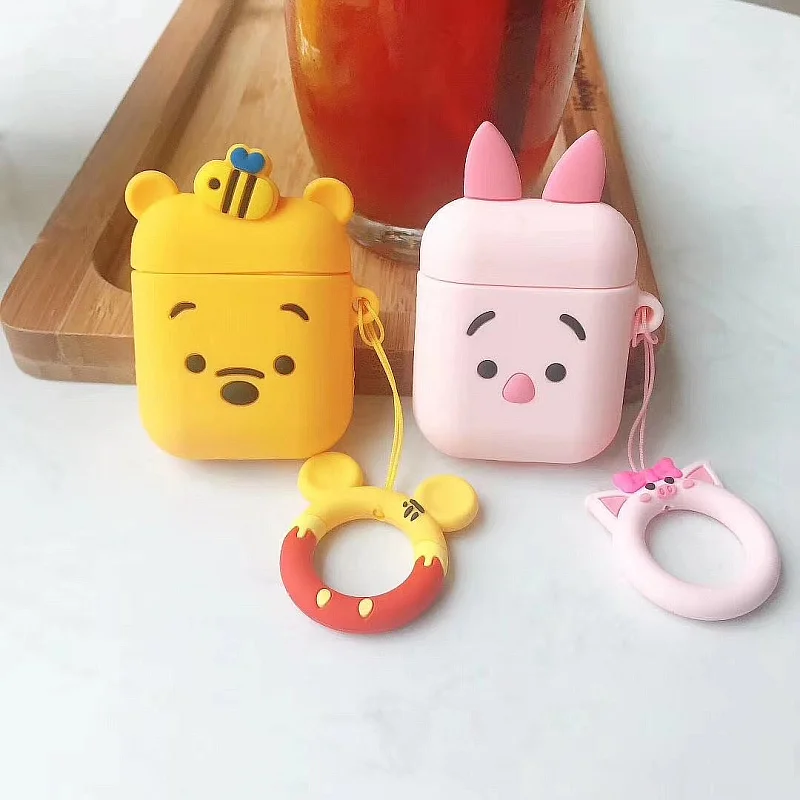 Чехол с кольцом на палец для AirPods, чехол с милым мультяшным рисунком, чехол с Bluetooth, чехол для наушников, аксессуары для AirPods, зарядная коробка