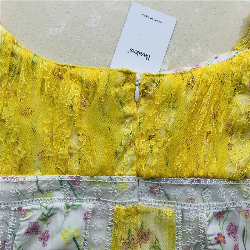 Bazaleas Франция кружево выдалбливают летнее платье Винтаж Тонкий праздник vestidos