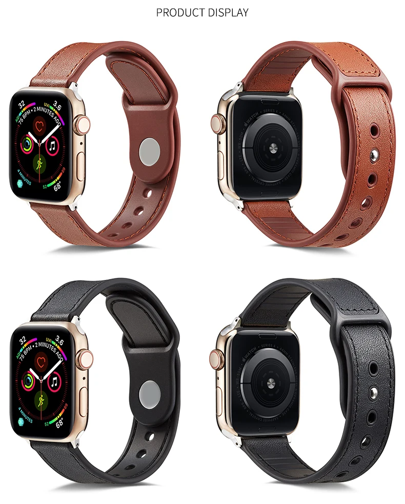 Кожаный ремешок для Apple watch 4 ремешка 44 мм 40 мм ремешок для часов correa 42 мм 38 мм мужской/женский браслет ремень для iwatch 4 3 2 1 Аксессуары