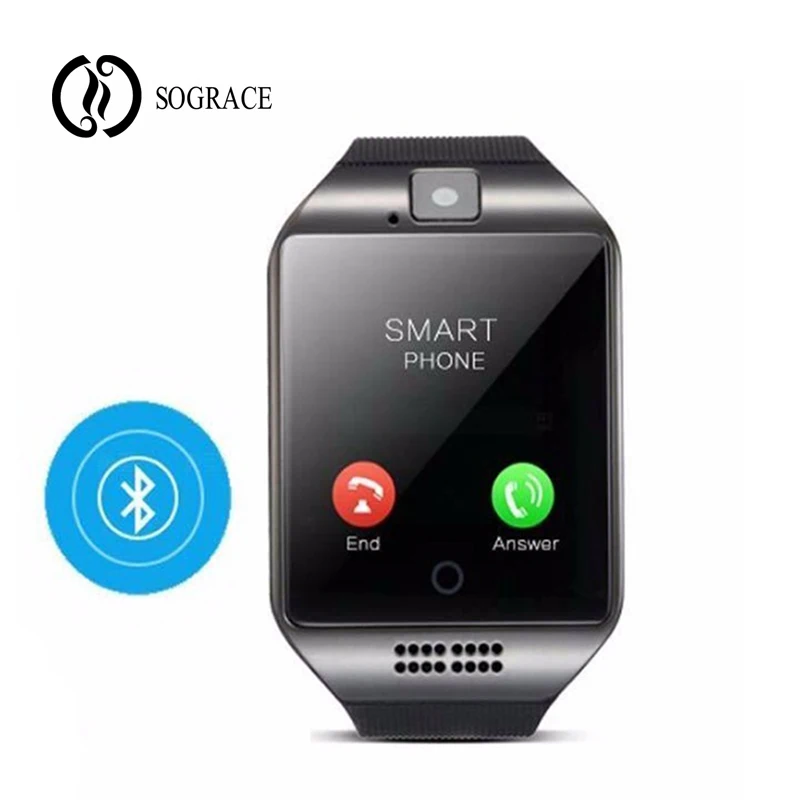 Smart Bluetooth часы Q18 с Камера Facebook Whatsapp Twitter синхронизации SMS Smartwatch Поддержка SIM карты