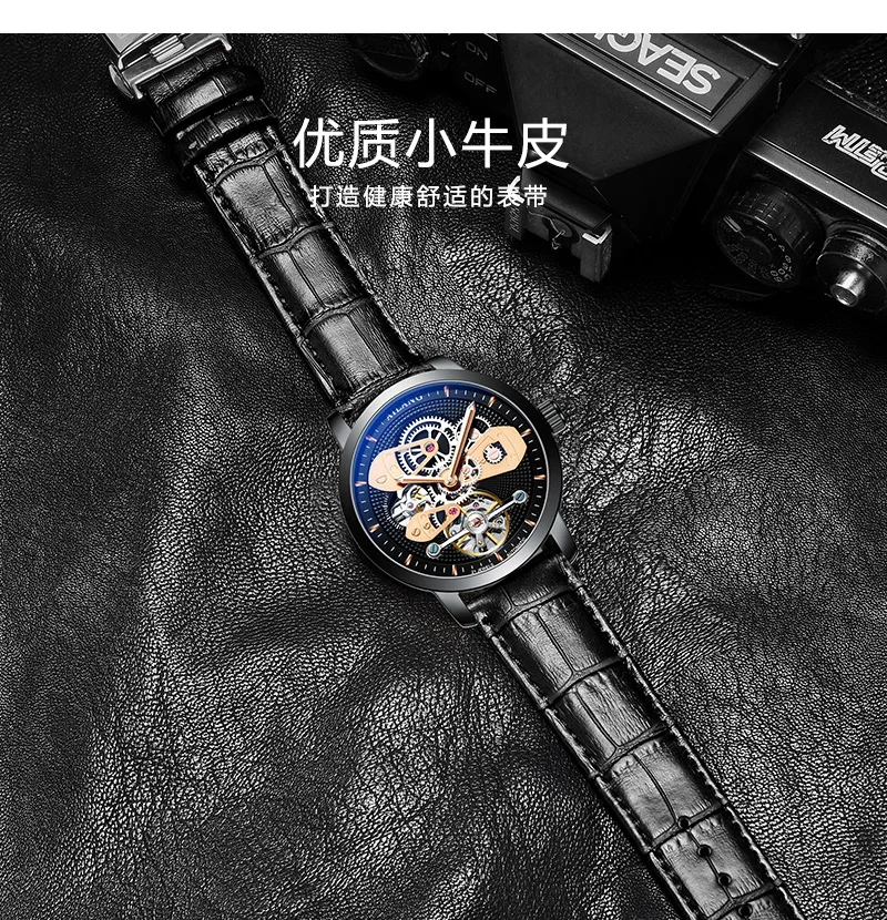 Швейцарские часы с двойным Tourbillon, AILANG, оригинальные мужские автоматические часы, модные мужские механические наручные часы с кожаным ремешком