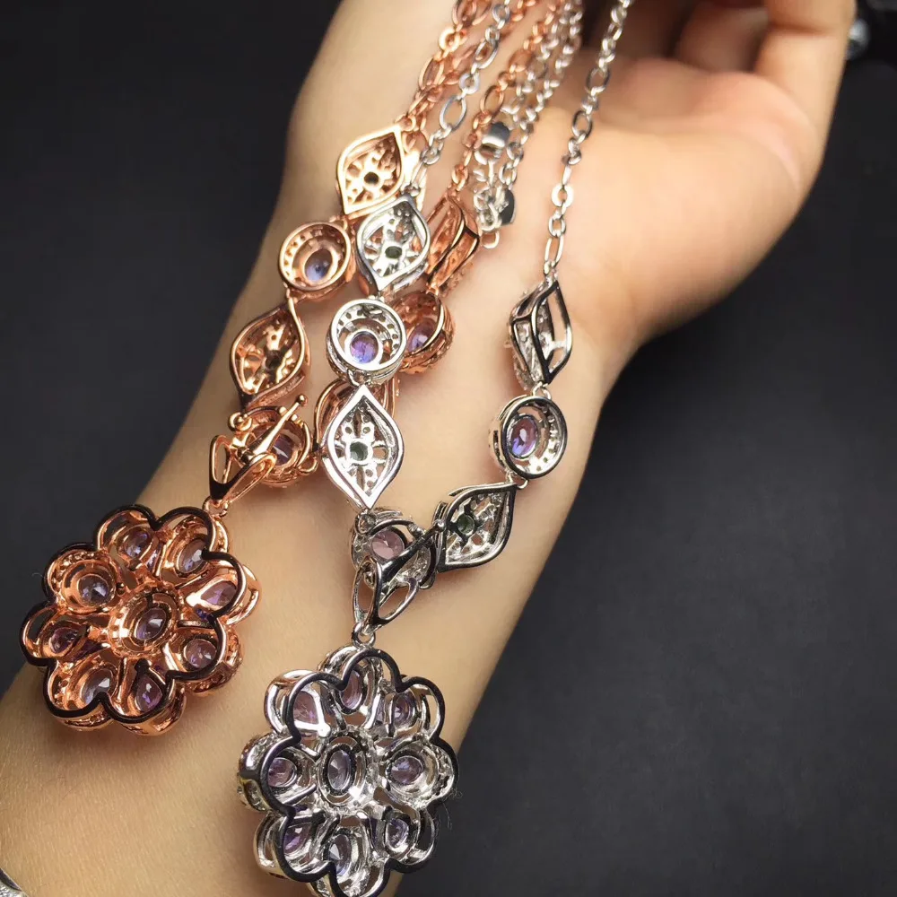 Ювелирные изделия Настоящее серебро 925 пробы 100% натуральный танзанит