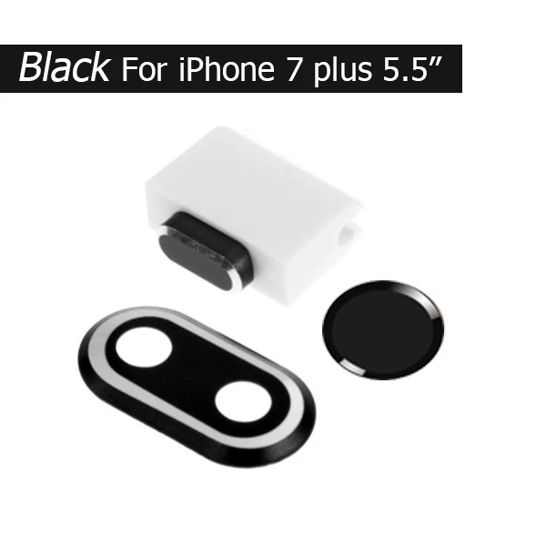 Black For i7P i8P BINFUL для iPhone 7, 8, 4,7 Plus, 5,5, 3 в 1, металлическая задняя камера, защитная крышка, чехол, кнопка домой, наклейка, кольцо, заглушка от пыли - Цвет: Black For i7P i8P