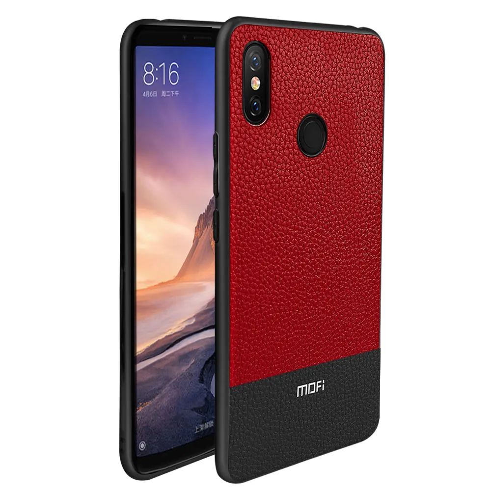 Чехол для Xiaomi mi Max 3 чехол для mi Max 3 задняя крышка MOFi из искусственной кожи PC Силиконовый противоударный чехол-книжка - Цвет: Red