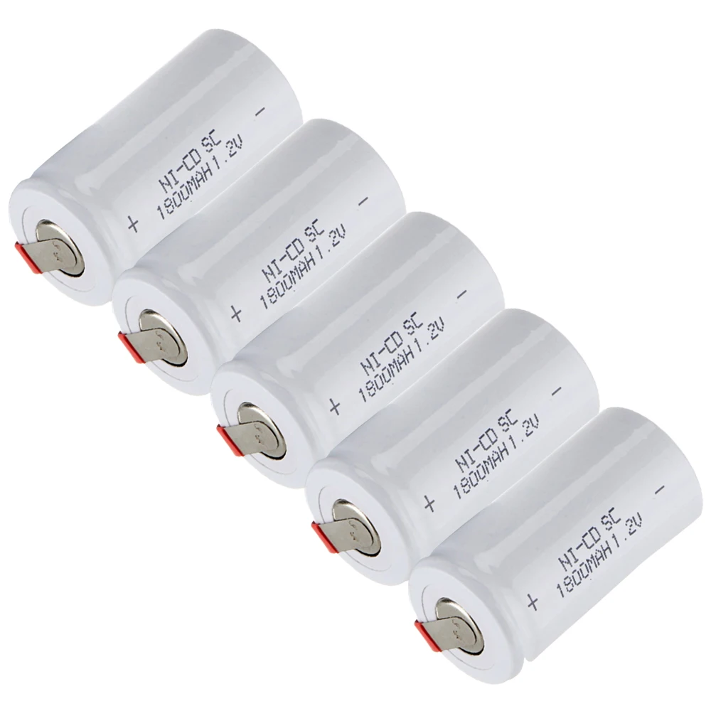 Самая низкая цена 5 шт аккумулятор SC 1 2 v батареи перезаряжаемые 1800 mAh nicd Батарея