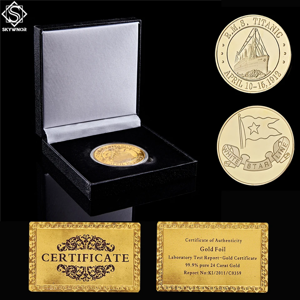 

Commemorate The Sinking of White Star Liner 'RMS Titanic' April 1912 Gold/Silver Metal Coin W/ Luxury Box Display