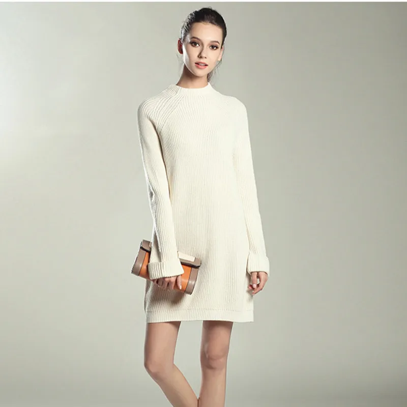 вязаный свитер платье женская одежда осень зима 2019 джемпер длинный свободный