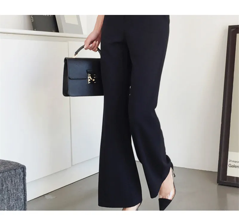 (Только брюки) элегантный костюм Брюки Button up талия широкие брюки нога 2018 осень Для