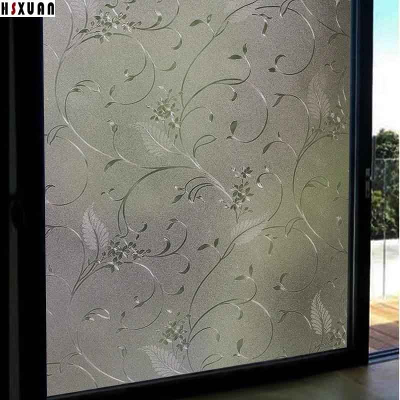 No glue electrostatic window film sunscreen 92x100cm 3d Embossed flower decorative sliding door glass windows sticker 920210 | Дом и сад