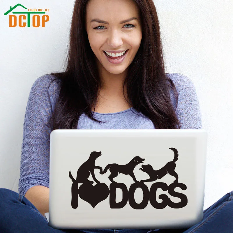 Виниловые наклейки на стену DCTOP I Love Dogs домашний декор съемные для ноутбука сделай
