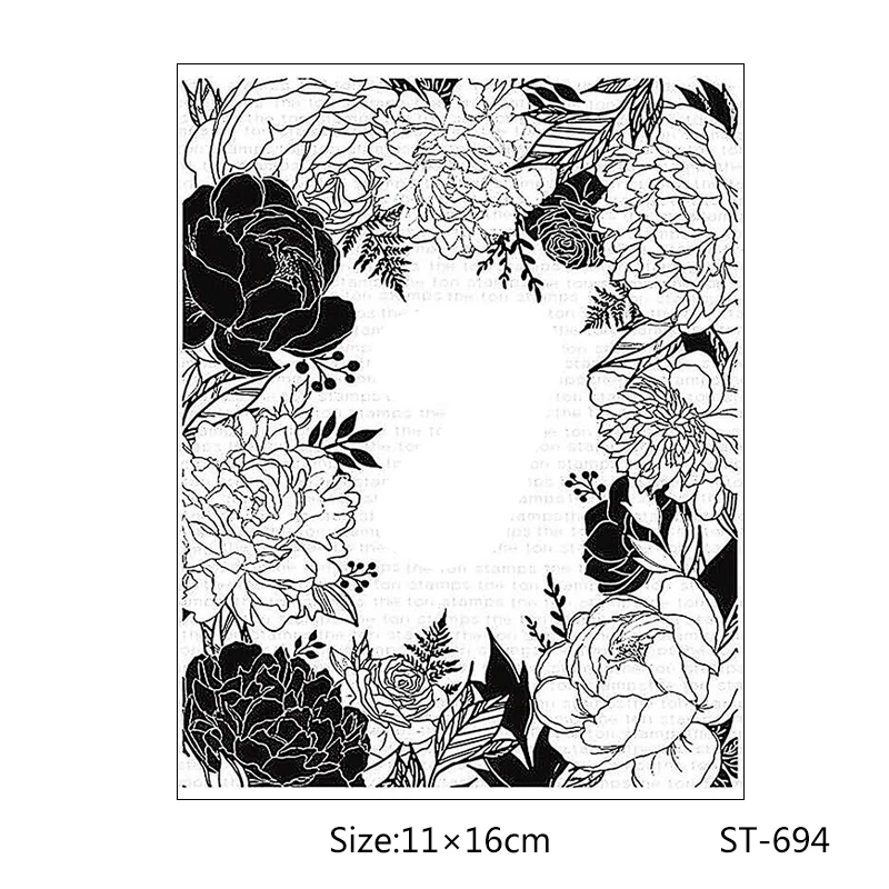 

AZSG Cute Peony flowers Rose style Clear Stamps/Seal For DIY Scrapbooking/Card Making/Album Decorative Rubber Stamp Crafts