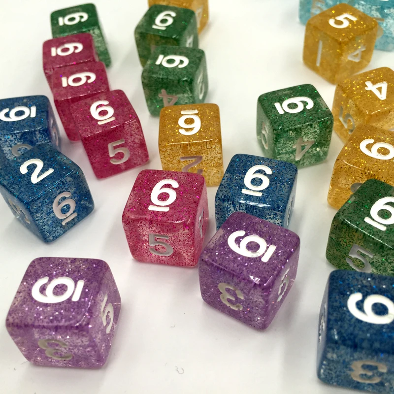 Rollooo кости 10 шт./компл. блестящие D6 цифровые Rpg кости|Кубики| |