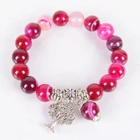 chakra natural stone red vein agates onyx stone bracelets tree of life bracelet beads reiki healing meditation energy bangles