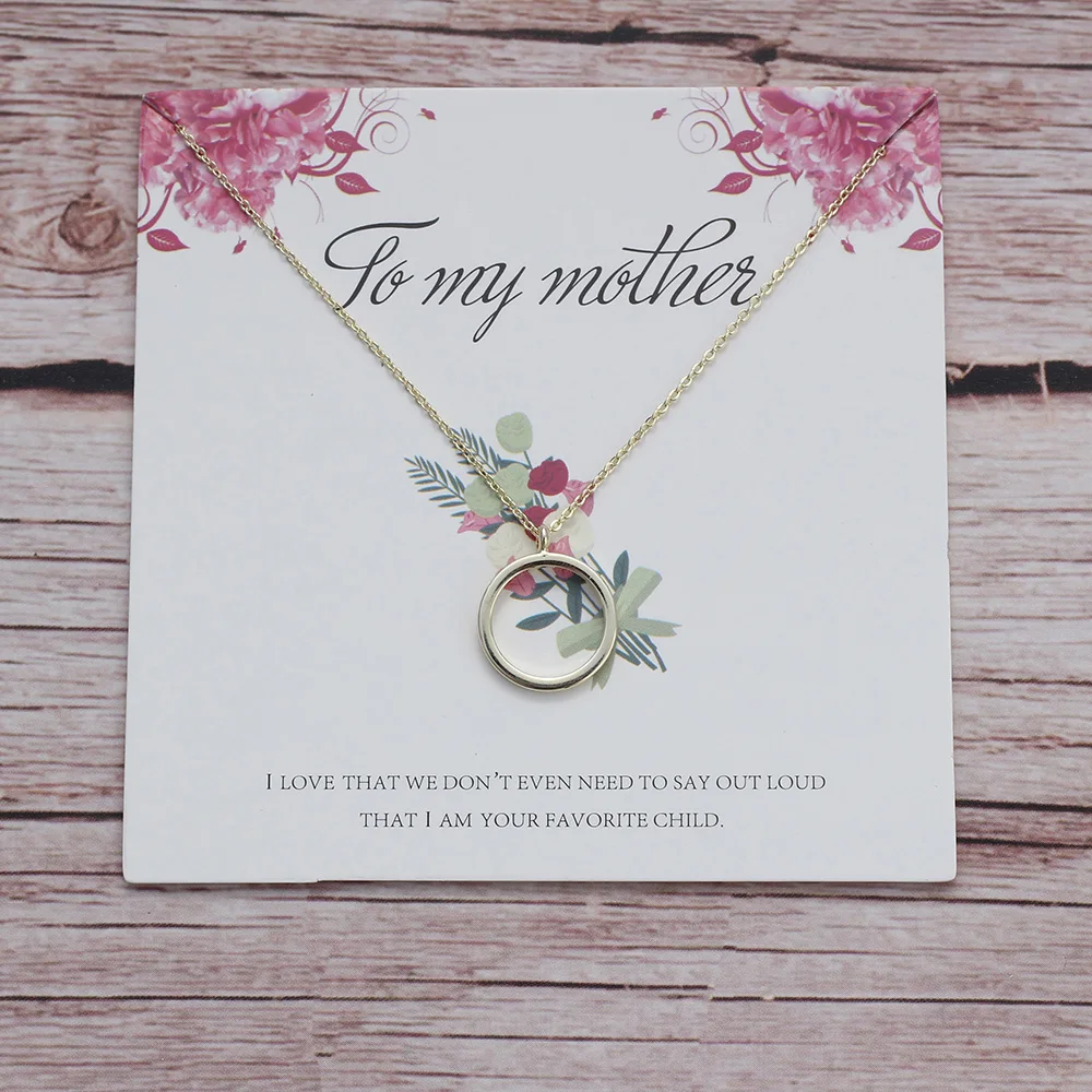 Lucky Eye Gold Color Necklace Copper Circle Chain Link Wish Card For Girl Mother's Day Jewelry EY6038 | Украшения и