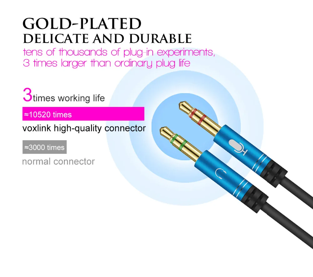 VOXLINK мм 3 5 AUX кабель с микрофоном аудио Y Splitter адаптер Женский до 2 порты и разъёмы