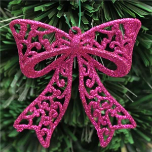 PINK 1 шт. Рождественская елка украшения поставки размеры 8,5 x9cm Галстуки рождественские украшения в форме сердца порошок Рождественская елка подвесные украшения - Цвет: PINK