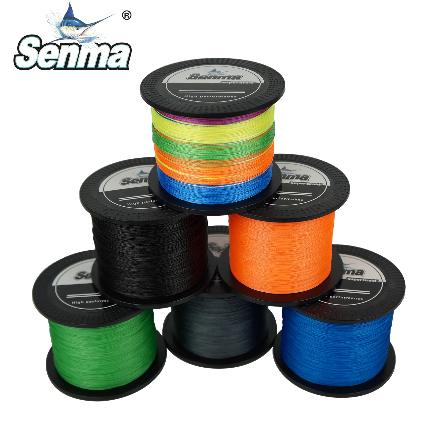 Senma 8X300 м, 500 м, 1000 м, PE леска, 8 нитей, плетеная леска, 10-100 фунтов, многофиламентная леска, гладкая