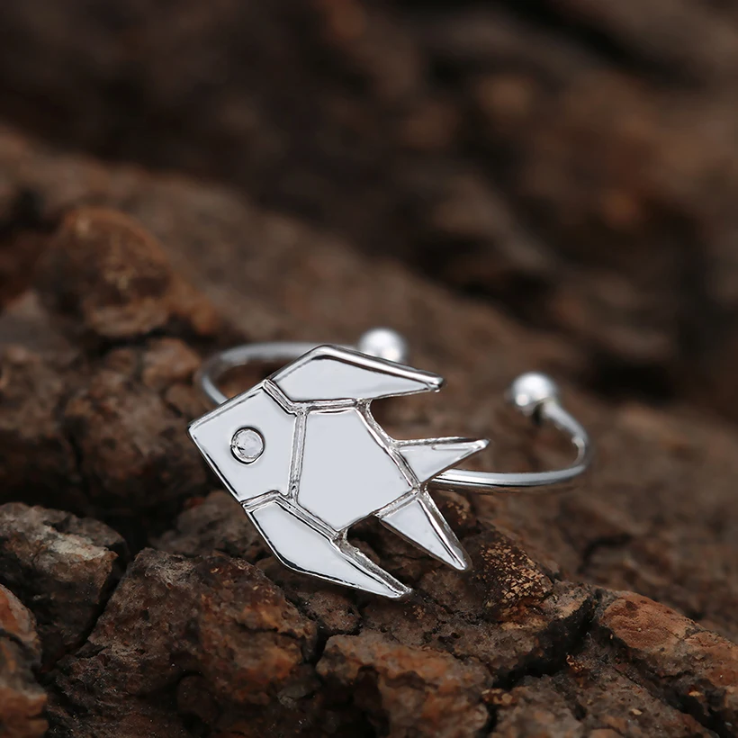 30 Шт. Золото Посеребренная Симпатичные Оригами Тропические Рыбы Кольца для