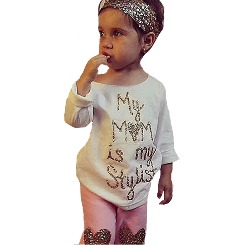 Комплект одежды SOSOCOER для маленьких девочек осенняя футболка с надписью + штаны