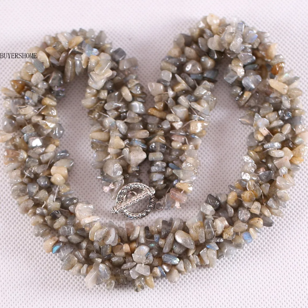 Free Shipping Gift For Women Jewelry Set Irregular Shape Chip Beads Natural Stone Gray Labradorite Necklace Bracelet | Украшения и