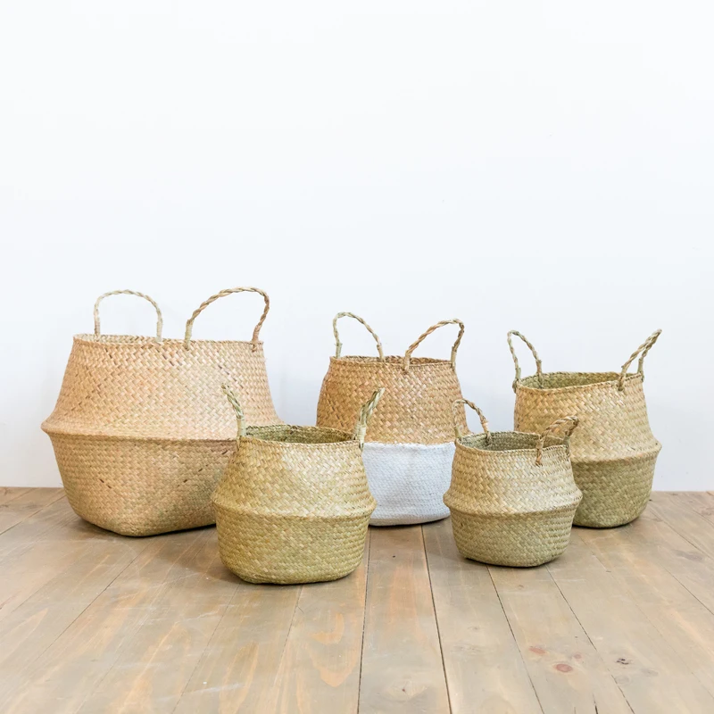Seaweed Storage Basket Wicker Garden Flower Pot Study Room Rattan Home Organizer | Дом и сад