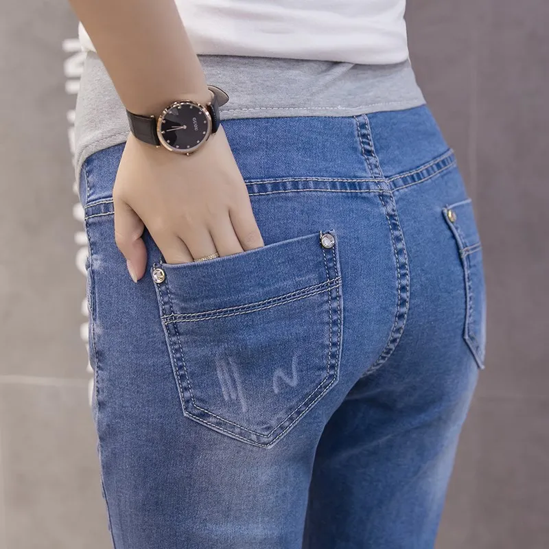 Брюки для беременных 7 точка Джинсы большие размеры ShortCapris беременности товары