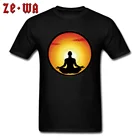 Классная мужская футболка, футболка для взрослых с принтом персонажа медитации, заката, топы из 100% хлопка, модные дизайнерские футболки на заказ