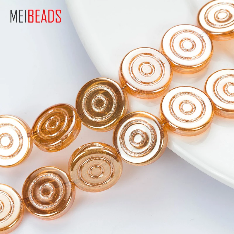 Разноцветные стеклянные бусины MEIBEADS плоские круглые Аксессуары для браслета