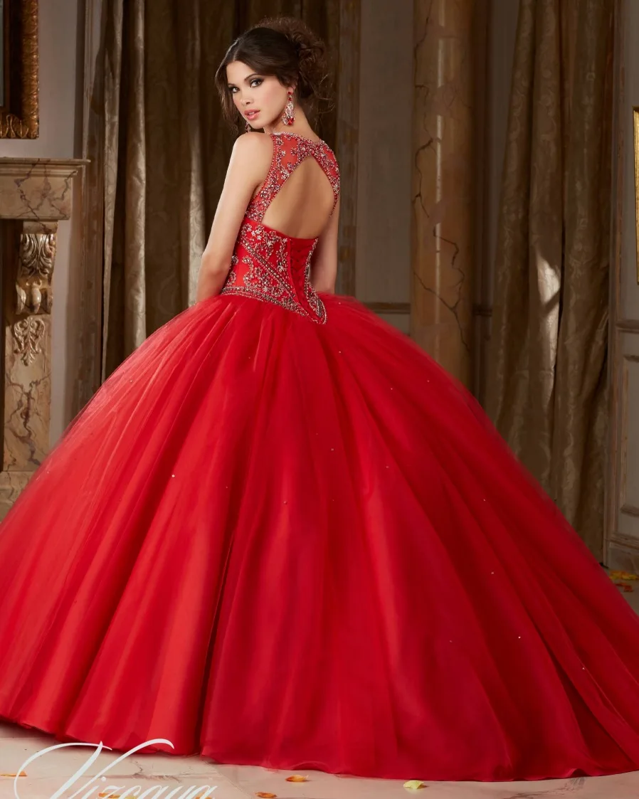 2017 Платье 15 Anos Дебютантка Платья Плюс Размер Золушка Паффи Quinceanera Красный Дешевые