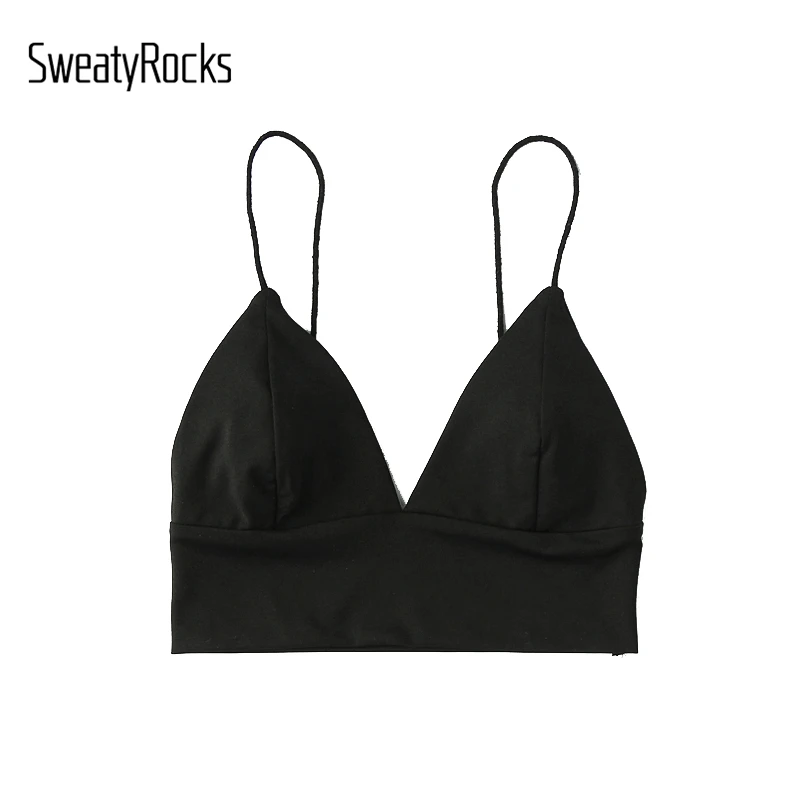 SweatyRocks v-образный вырез короткий топик на бретельках Топ Новое поступление Лето Спагетти ремень сексуальная женщина короткий узкий Топ Fit Plain Camisole