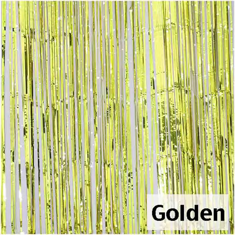 Golden 1 упаковка 3,2 футов* 9,8 футов(1*3 м) Фольга бахрома шторы для фон для фото на вечеринке Свадебный декор двери окна стены украшения фотографии - Цвет: Golden