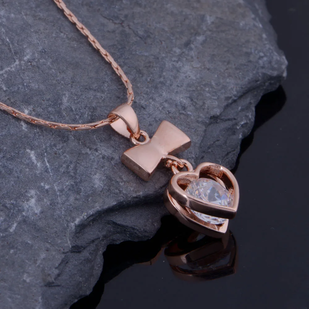 Ожерелье/серьги с розовым покрытием ювелирные наборы классический дизайн в