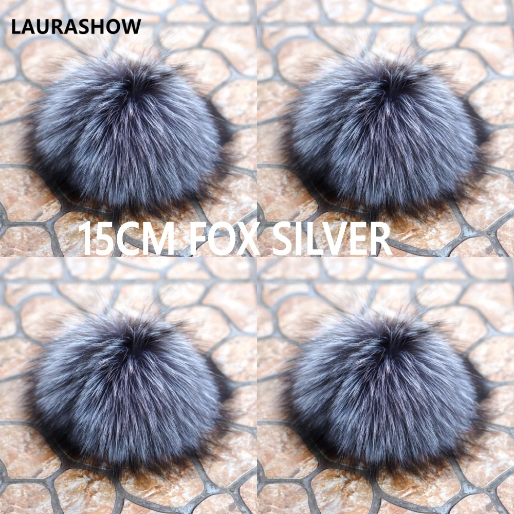 LAURASHOW 4Pcs/ Lot DIY 13-14 15-16cm Real Mink Raccoon Fur Ball Pompoms for Knitted Hat Cap Beanies Keychain Scarves