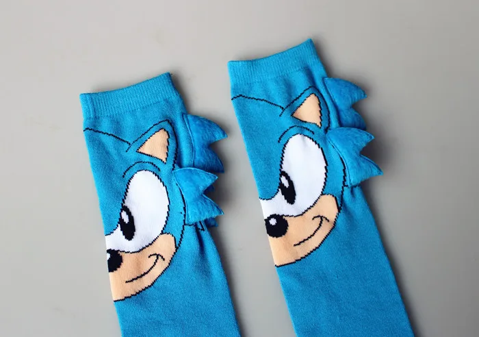 1 пар/лот личность пара носки Sonic зубная щётка мультфильм коттоновые Прошито