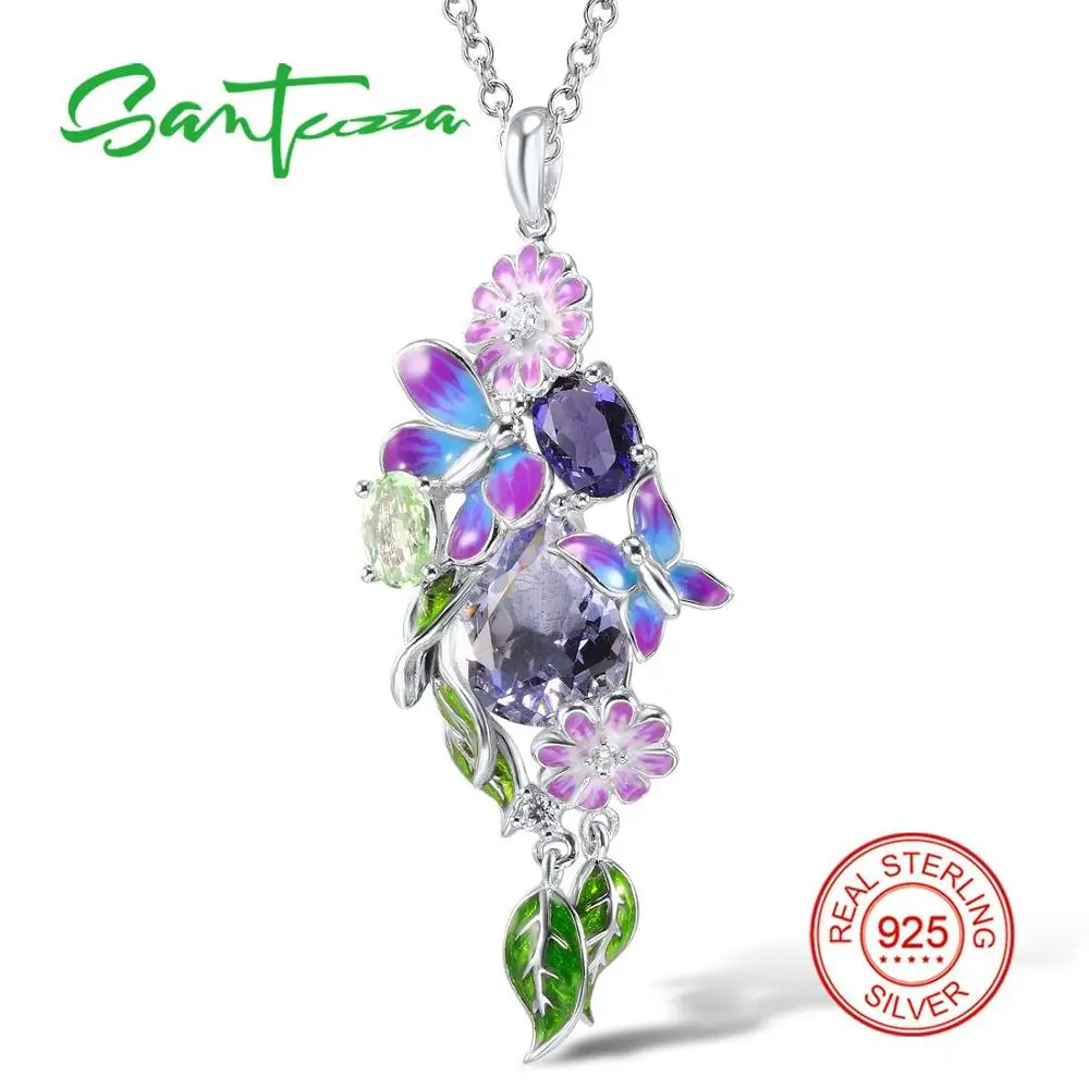 Женский серебряный кулон SANTUZZA из настоящего серебра 925 пробы с фиолетовой