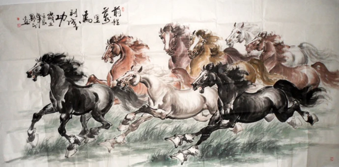 100% hand-painted Chinese art painting Chinese Horse Painting Favorite  paintings Works of famous painters SIZE:240CM*123CM | АлиЭкспресс