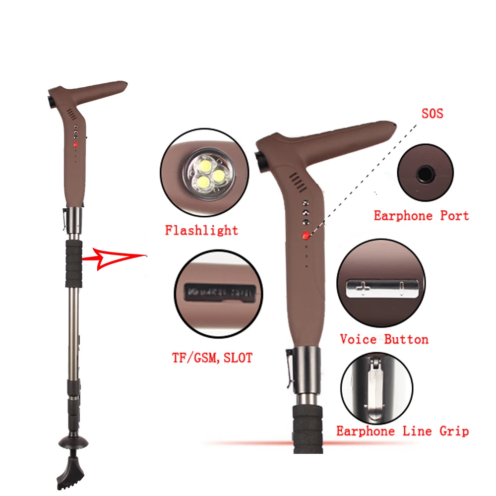 Умная трость со светодиодной вспышкой FM радио и mp3 плеером кнопка вызова GSM
