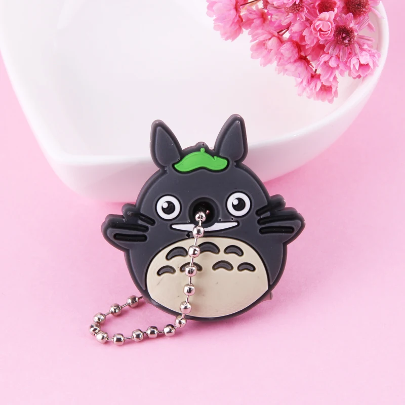 Cartoon Anime Cute Key Cover Cap Silicone Mickey Stitch Bear Keychain Women Gift Owl Porte Clef Minne Key Chain - Цвет: Photo Color27
