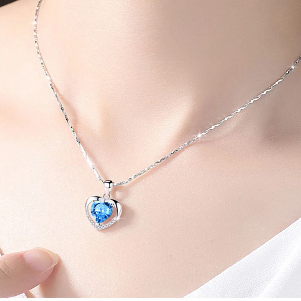 Love heart shaped Подвеска с синим кристаллом аксессуары для изготовления украшений