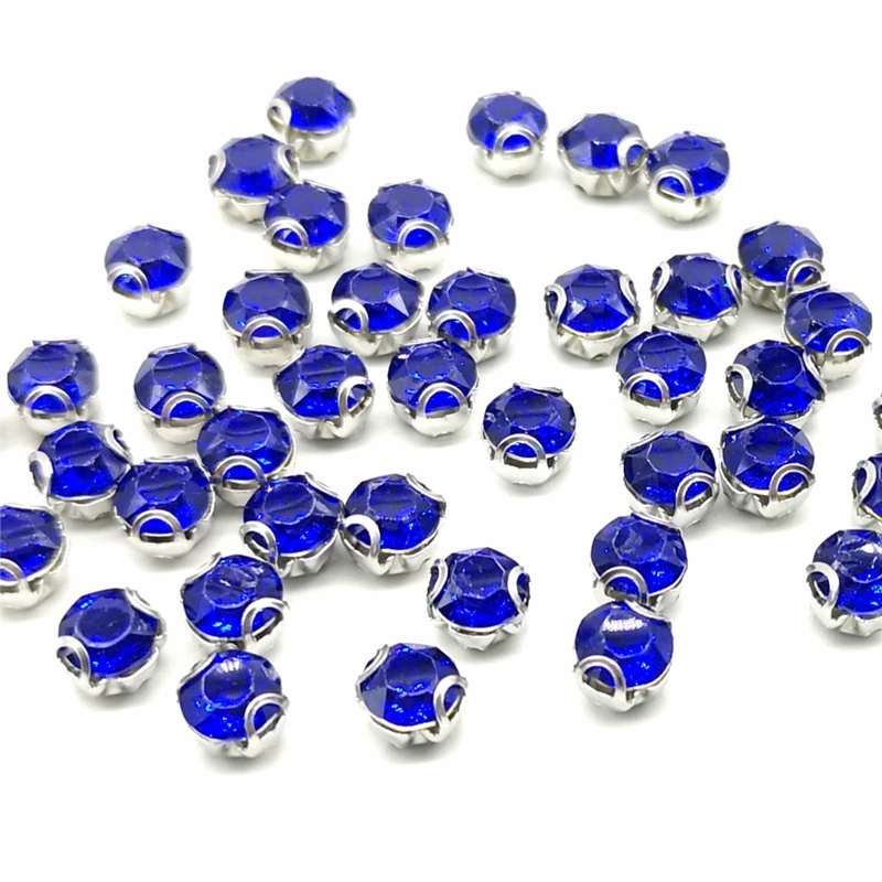 Blue 50 шт. ss30 6 мм стразы из смолы Серебряная основа стразы из прозрачного хрусталя AB пришивные стразы для шитья ювелирных изделий своими руками - Цвет: Blue