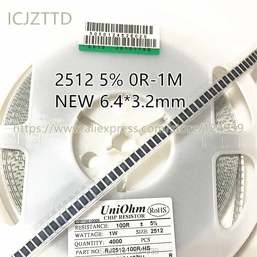 

100PCS 2512 5% J 6432 6.4*3.2 1.5M 1M5 1.6M 1M6 1.8M 1M8 2M 2M0 2.2M 2M2 2.4M 2M4 2.7M 2M7 3M 3M0 3.3M 3M3 3.6M 3M6 3.9M 3M9