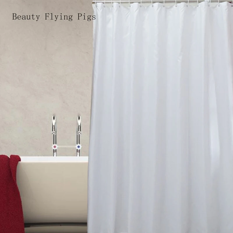 

Direct sales new bathroom plain pure white polyester shower curtain thick waterproof bathroom curtain impervious curtain
