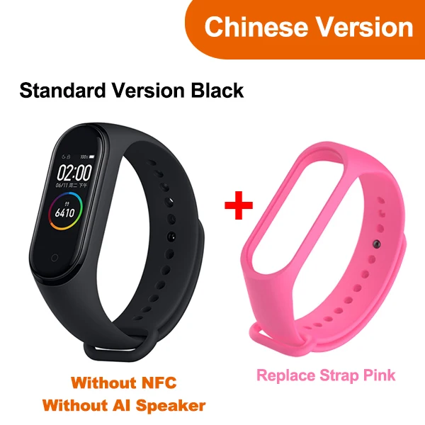 Add Pink Strap Original Newest Xiaomi Mi Band 4 Smart Miband 4 Bracelet Heart Rate Fitness AMOLED Color Screen Bluetooth 5.0 - Цвет: Add Pink Strap