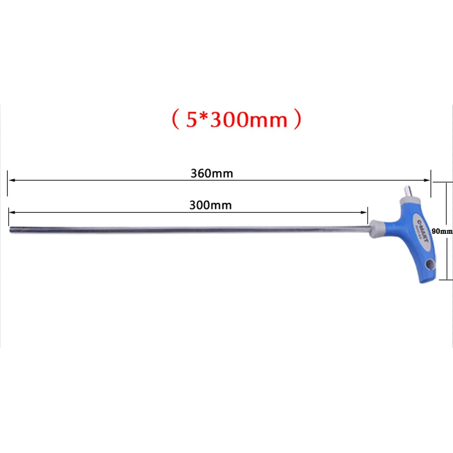 5x300mm C-Mart ручной инструмент 2,5/3/4/5/6/8/10 мм хром-ванадиу Сталь внутренний шестигранный ключ, дюймовый стандарт Т-образная ручка, дюймовый стандарт allen шестигранный ключ разводной раздвижной гаечный ключ - Цвет: 5x300mm