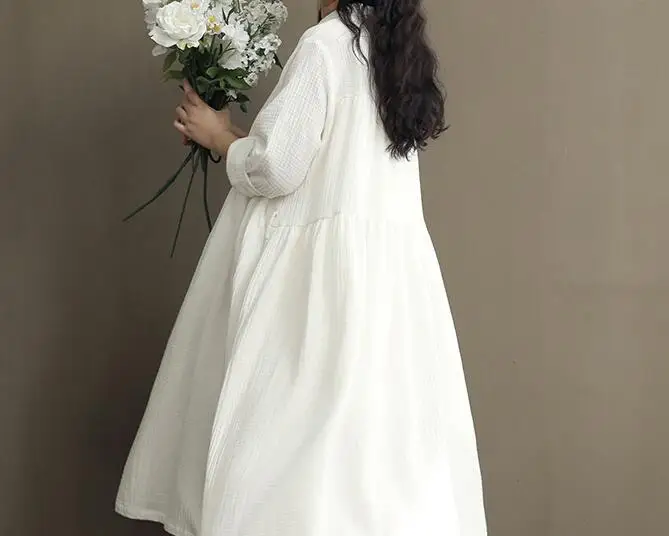 Летнее и осеннее платье льняное шифоновое для беременных женщин Длинное