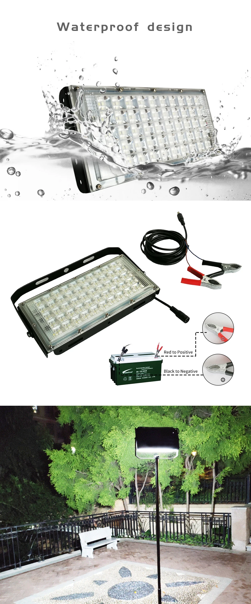 Открытый водонепроницаемый Светодиодный прожектор растяжимый штатив DC12-85V 50 Вт Точечный светильник Xtra яркий светодиодный светильник для кемпинга Ночной светильник на рынке s