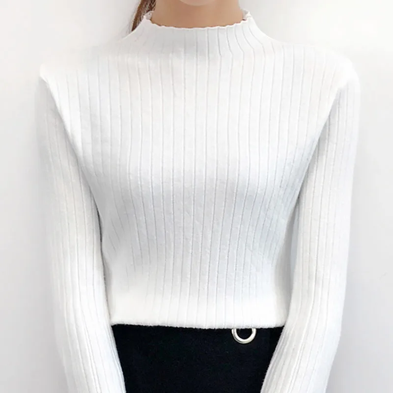 

Women Sweater And Pullovers 2021 Fashion Women Sweaters Computer Knitted O-Neck Flare Sleeve Solid Women Winter Clothing 5219 50