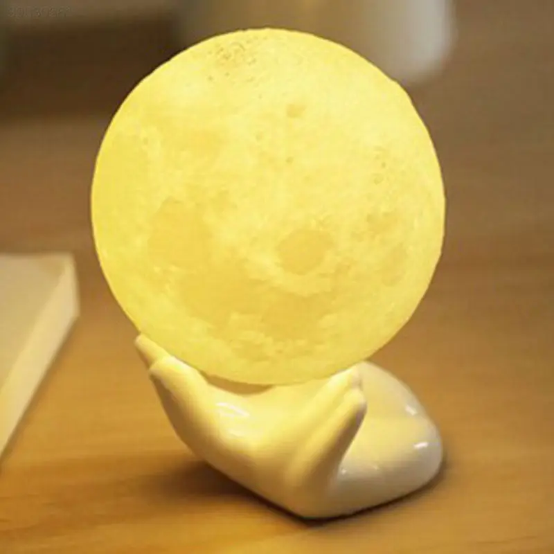 3d Moon лампа Usb Led Pla ночник теплый Touch Сенсор Цвет изменение 10 см лампы освещения