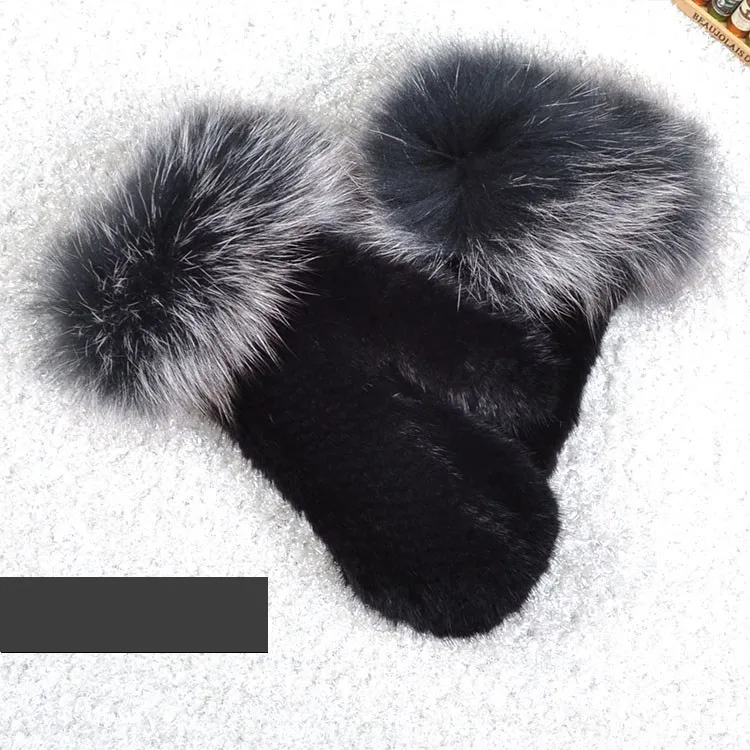 black 1B 006 Новые популярные зимние женские перчатки из натурального меха норки милые женские перчатки из натурального меха норки Хорошие эластичные женские зимние вязаные - Цвет: black 1B